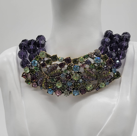 Heidi Daus Amethyst Swarovski Crystal Dragonfly Necklace, Earrings and Ring Set - Picture 2 of 8